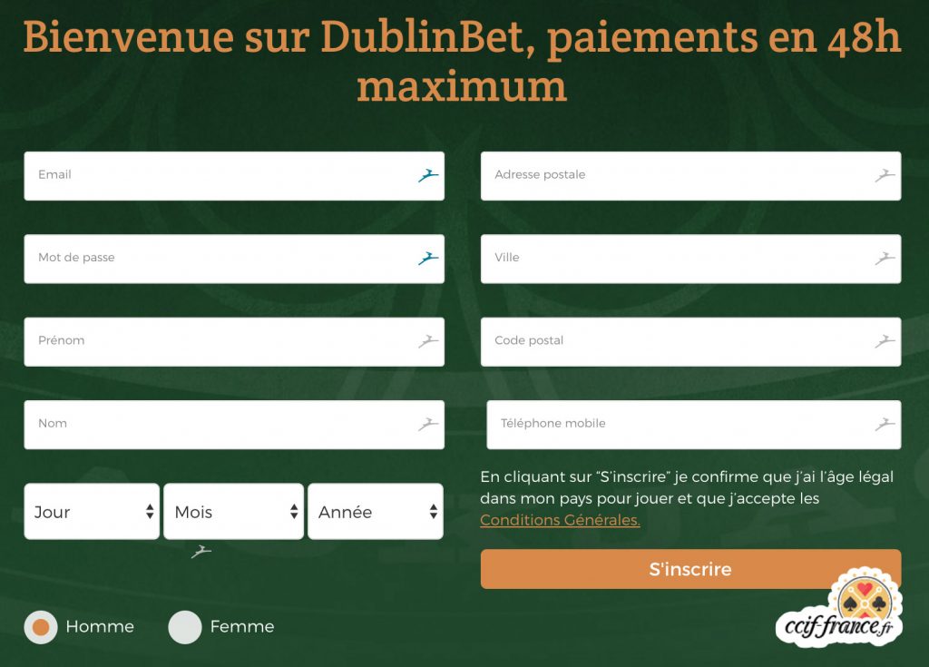 Dublinbet-Registrierung.