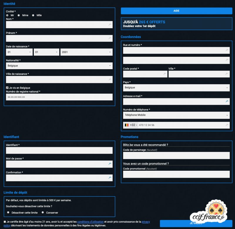 Blitz-Casino-Registrierungsprozess