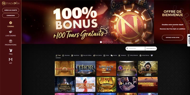 Screenshot Nevada Win Casino-Schnittstelle